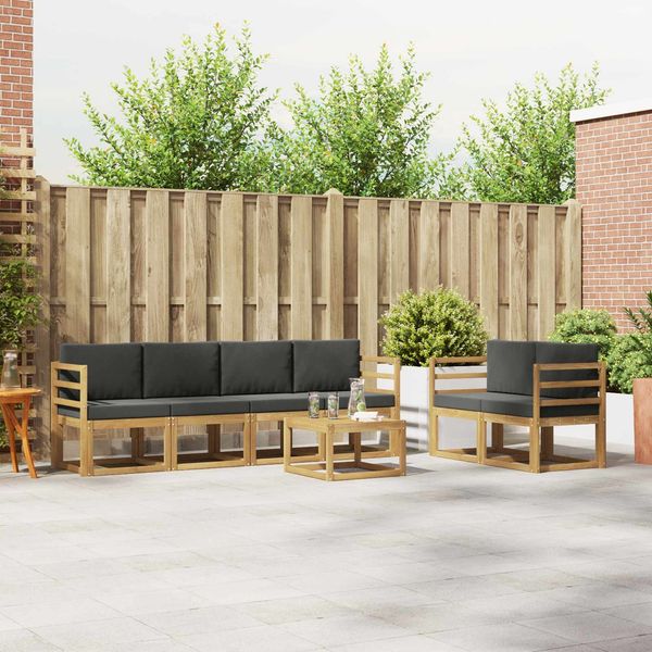 vidaXL Outdoor-Sofagarnitur mit Kissen 7 pcs Weiß und Anthrazit 3387266