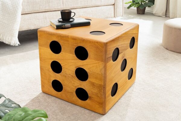 riess-ambiente Beistelltisch CUBE 40cm natur – stapelbar, Massivholz, Sitzhocker (Einzelartikel, 1-St), würfelförmiger Holztisch mit Stapelfunktion – ideal fürs Wohnzimmer