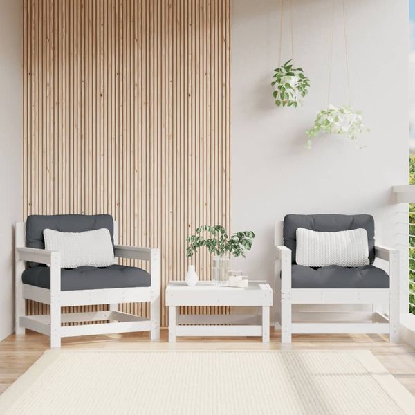 vidaXL Gartenstühle 2 Stk. Weiß Massivholz Kiefer 825493