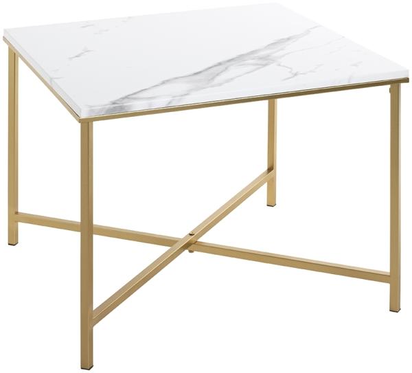 Beistelltisch >52238< in gold, marmoroptik, MDF, Metall - 60x47x60cm (BxHxT)