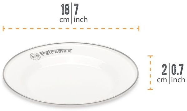 Petromax Emaille Teller 2er Set weiß Ø 18 cm - Perfekt für Camping & Outdoor