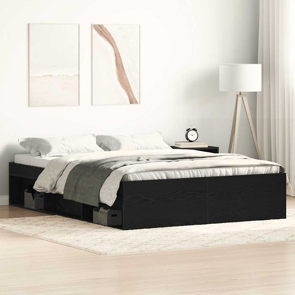 vidaXL Bettgestell ohne Matratze Schwarz Eichen-Optik 135x190 cm 3329317