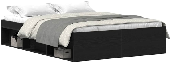 vidaXL Bettgestell ohne Matratze Schwarz Eichen-Optik 135x190 cm 3329317