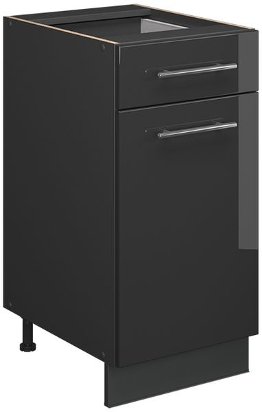 Küchenunterschrank Fame-Line Anthrazit Hochglanz 40 cm , AP Eiche Vicco