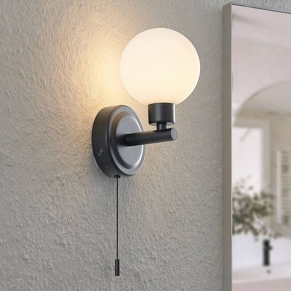Lindby Wandleuchte Zaniba, Metall, Schwarz IP44, 1x8 W LED