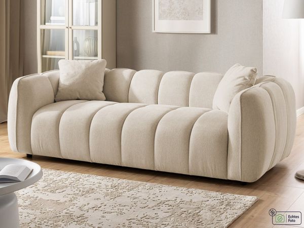 S-Style Möbel Sofa 3-Sitzer Nubira in tief gesteppter Bubble-Optik aus Strukturstoff, mit modernem Design und Wellenfederung