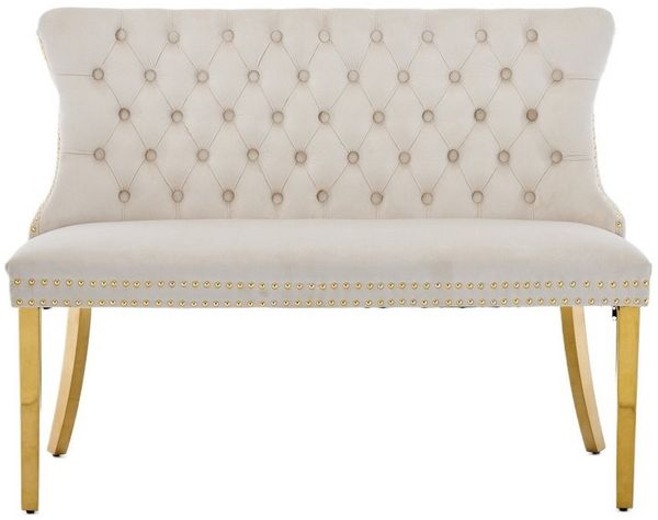BBWL Polsterbank 2-Sitzer mit Handmade Knöpfen, Wing Back, Samtpolsterung, Velvet Double Dining Loveseat Bank für Küche & Esszimmer, Mid-Century Bild 2