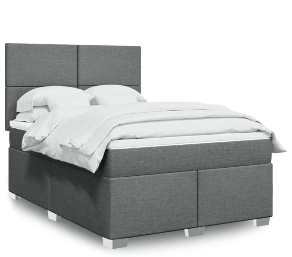 vidaXL Boxspringbett mit Matratze Dunkelgrau 160x200 cm Stoff 3292833