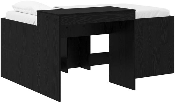 vidaXL Hochbett mit Schreibtisch für Kinder Schwarz Holzwerkstoff 3422668