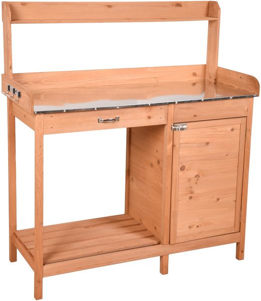 Pflanztisch MITA mit Unterschrank Natur Tanne | Gärtnertisch Garten-Arbeitstisch Umtopftisch Blumentisch