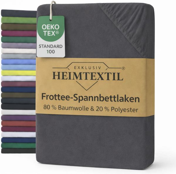 EXKLUSIV HEIMTEXTIL Frottee Spannbettlaken Premium 120 x 200 cm Grau 80% Baumwolle 20% Polyester Öko - Tex Zertifiziert Bed-Sheet Bettlaken Spannbetttuch