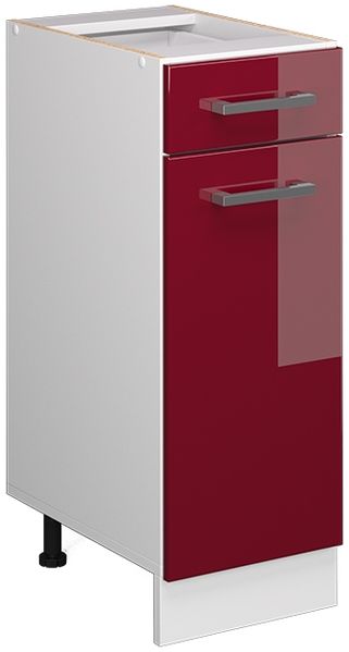 Unterschrank R-Line Bordeaux Hochglanz 30 cm mit Schublade, ohne Arbeitsplatte Vicco