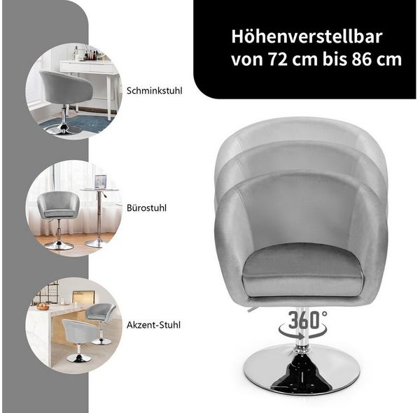 COSTWAY Polsterstuhl Akzentstuhl höhenverstellbar, 360° drehbar,bis 120kg