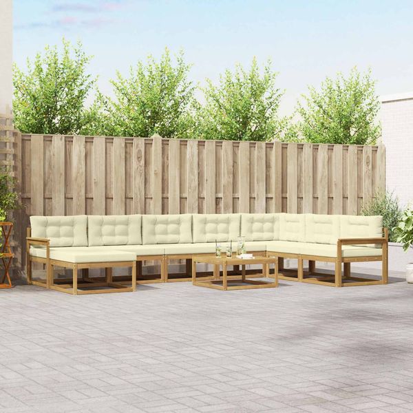 vidaXL Outdoor-Sofagarnitur 9 pcs Weiß und Creme 3386889