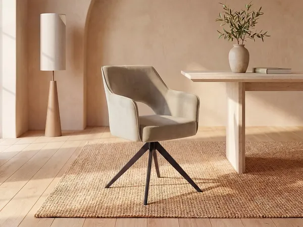 Vente-unique - KONYA Stuhl SamtStoff Beige - B 59 cm x H 84 cm x L 58 cm