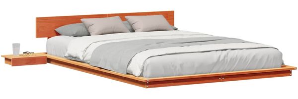 Doppelbett, Bettgestell Modernen mit Kopfteil mit Speicher Braun 140 x 200 cm Holz d867e