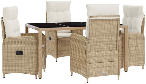 vidaXL Outdoortisch-Set 5 pcs Beige und Cremeweiß 150 x 90 x 75 cm 3422340