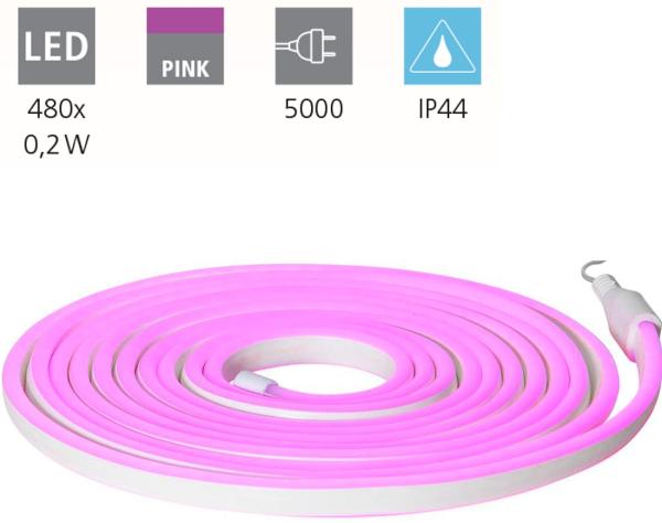 Eglo 900219 LED-Stripes FLATNEONLED rosa L:500cm H:0. 6cm mit Kabel+Stecker IP44