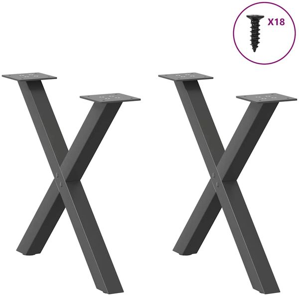 vidaXL Couchtischbeine X-Form 2 Stk. Anthrazit 50x(42-43) cm Stahl 4012898 Bild 3