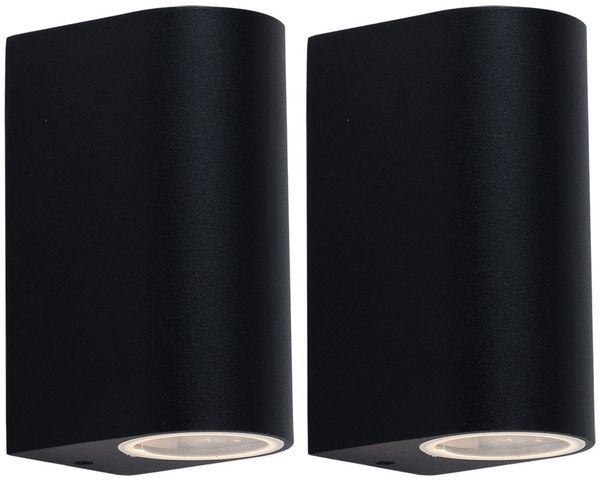 2er Set LED Up & Down Wandleuchten, Aluminium schwarz, H 14,5 cm