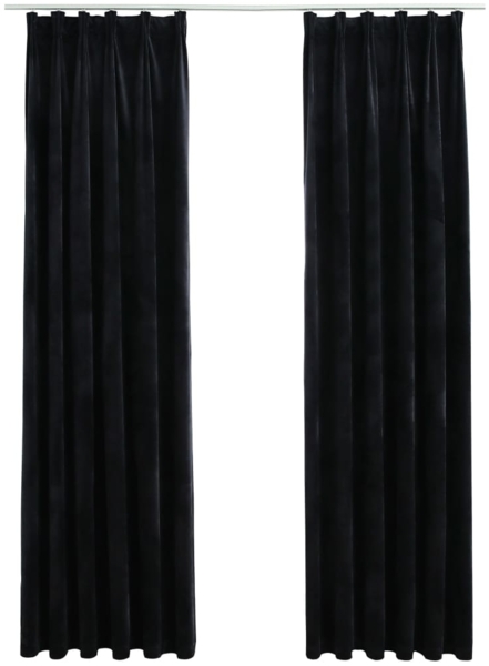 vidaXL Verdunkelungsvorhänge mit Haken 2 Stk. Samt Schwarz 140x225 cm 134493