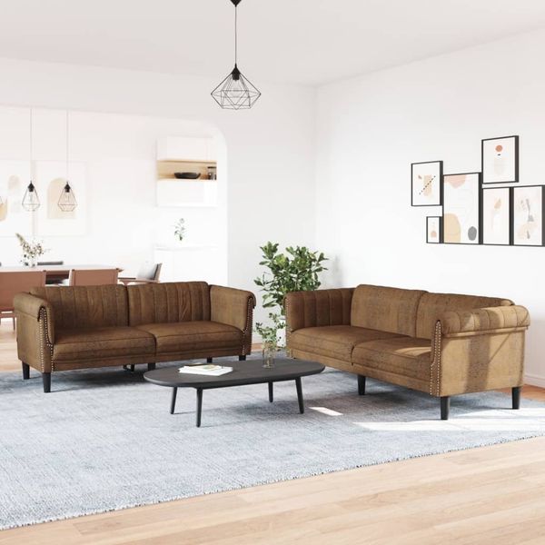 vidaXL 2-tlg. Sofagarnitur Braun Samt 3209228