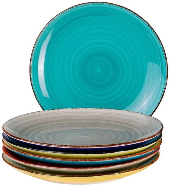 6er Set Essteller flach Malaga bunt Speiseteller großer Teller Geschirr Bild 4