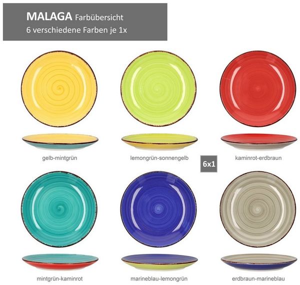 6er Set Essteller flach Malaga bunt Speiseteller großer Teller Geschirr Bild 2