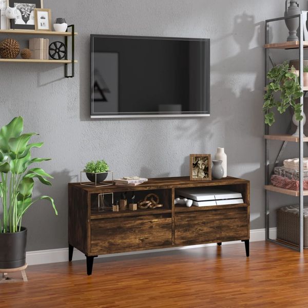 vidaXL TV-Schrank Räuchereiche 100x34,5x44,5 cm Holzwerkstoff 831906