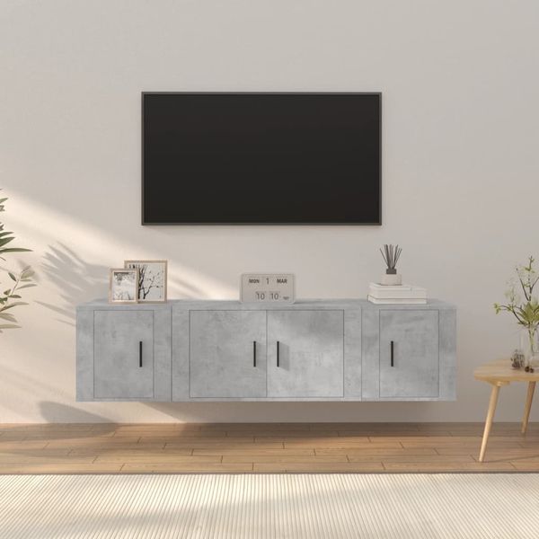 vidaXL 3-tlg. TV-Schrank-Set Betongrau Holzwerkstoff 3188402