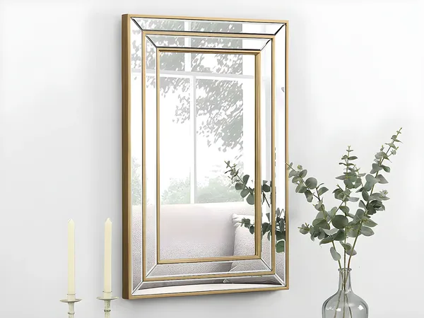 Spiegel BAKOU - Rahmen aus Eukalyptusholz - H. 90 cm - Goldfarben