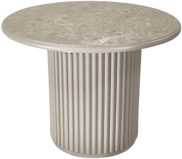 Couchtisch Ysa Ø60 cm Greige - Moderner Sofatisch mit MDF-Platte & Holzfuß