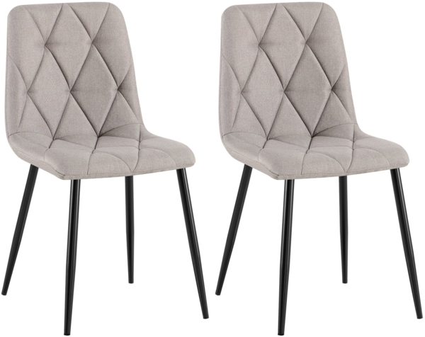 CLP 2er Set Esszimmerstuhl Clairton gepolstert mit Rückenlehne bis 150 kg belastbar,hellgrau Stoff