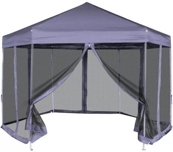 vidaXL Hexagonal Pop-Up Zelt mit 6 Seitenwänden Dunkelblau 3,6x3,1 m 42110