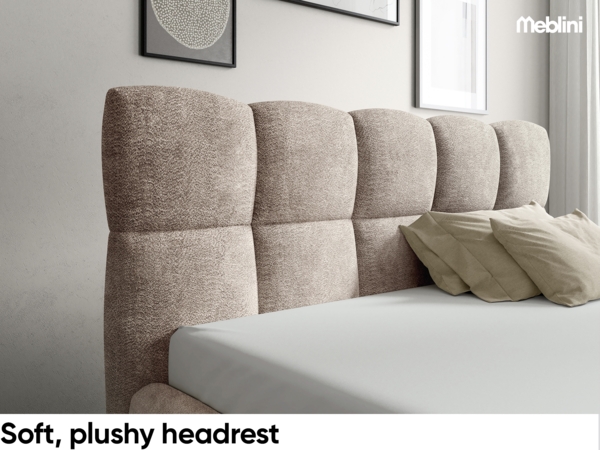 MEBLINI Boxspringbett NIKOLAS 140x200 cm mit Bettkasten – H3/Grün Boucle Polsterbett - Doppelbett mit Topper & Bonellfederkern-Matratze Bild 4