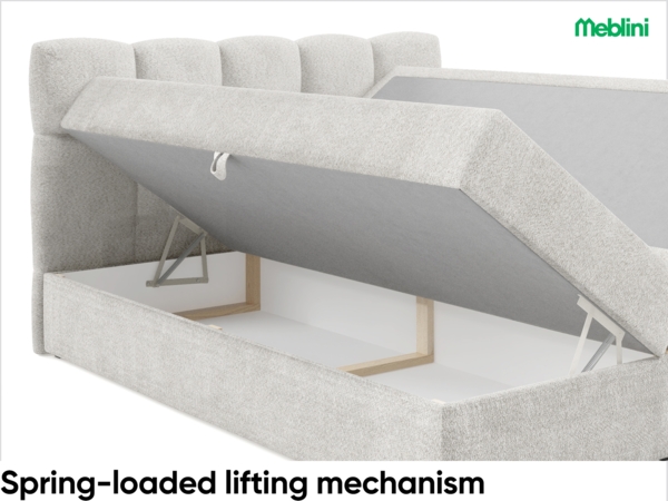 MEBLINI Boxspringbett NIKOLAS 140x200 cm mit Bettkasten – H3/Grün Boucle Polsterbett - Doppelbett mit Topper & Bonellfederkern-Matratze Bild 5