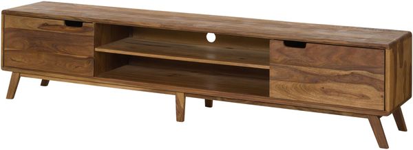 TV-Board Sheesham 220x40x48 natur sandgestrahlt lackiert MALMÖ 2 #224