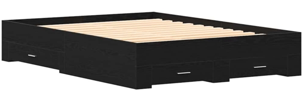 vidaXL Bettrahmen Schwarz Eichen-Optik 160 x 200 cm Holzwerkstoff 3333965