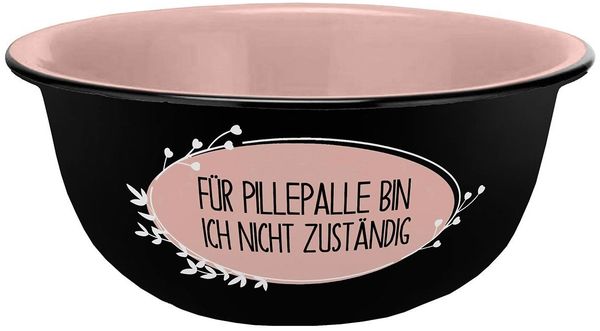 Geda Labels GmbH Müslischale Pillepalle nicht zuständig Emaille-Optik, Keramik, (1-tlg), Schwarz, 600 ml, spülmaschinengeeignet