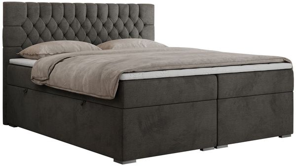 MKS MÖBEL Boxspringbett PERA (Set, Packung, H3-Matratze, Topper T25/Visco, T30-Schaum, gesteppte Kopfstütze), Doppelbett mit Multipocket-Matratzen, Polsterbett mit Kopfstütze