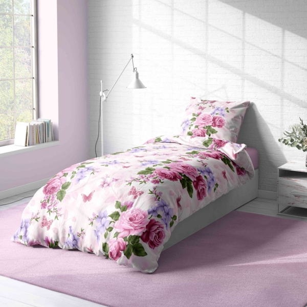 One Home Bettwäsche Schmetterlinge lieben Blumen, Mikrofaser, 2 teilig, floral und geblümt, Übergröße Bild 2