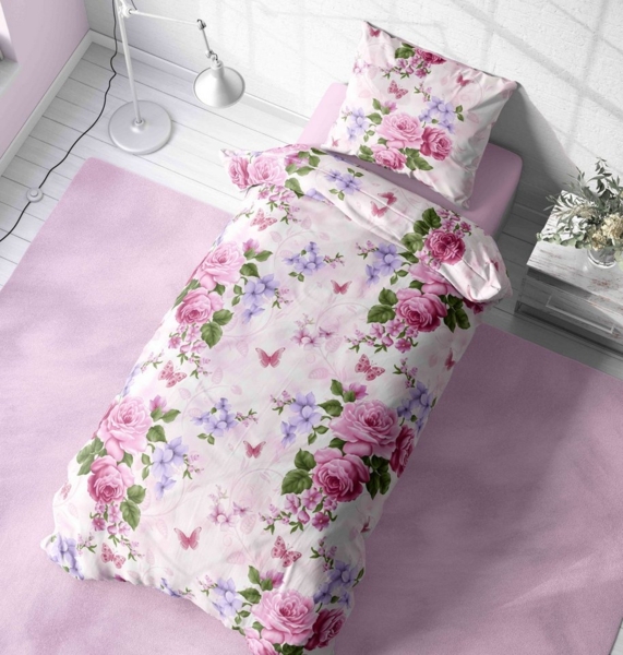 One Home Bettwäsche Schmetterlinge lieben Blumen, Mikrofaser, 2 teilig, floral und geblümt, Übergröße Bild 3