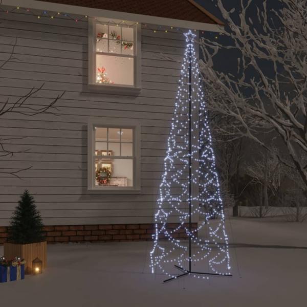 vidaXL LED-Weihnachtsbaum Kegelform Kaltweiß 1400 LEDs 160x500 cm