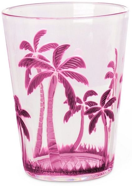 rice Tumbler-Glas Rice Becher Trinkglas Acryl Palme Palm Tree Design Pink