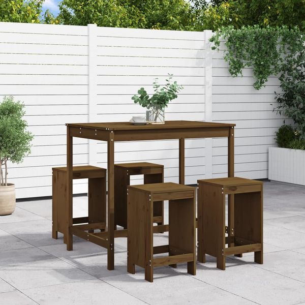 vidaXL 5-tlg. Gartenbar-Set Honigbraun Massivholz Kiefer 3157748