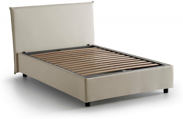 Dmora Anyta Doppelbett, Stauraumbett mit Stoffbezug, 100 % Made in Italy, Öffnung vorne, geeignet für Matratze 120x190 cm, Beige Bild 6