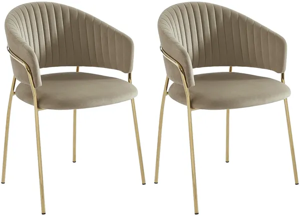 Vente-unique - MADOLIA Stuhl StoffSamt Beige - B 55 cm x H 81 cm x L 55 cm