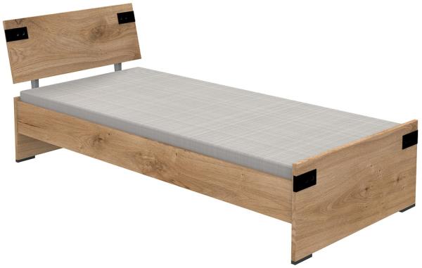 Jugendbett 90x200cm EVERTON-43 mit Absetzungen in Graphit, B x H x T ca. 96 x 85 x 210cm