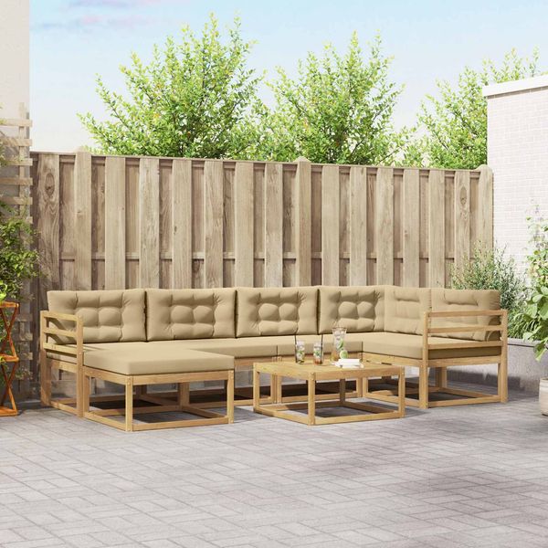 vidaXL Outdoor-Sofagarnitur 7 pcs Weiß und Beige 3386712