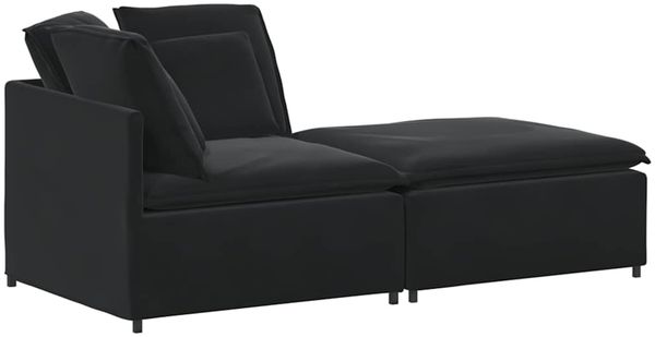 vidaXL Modulares Sofa mit Fußhocker Kissen Samt Schwarz 3321224